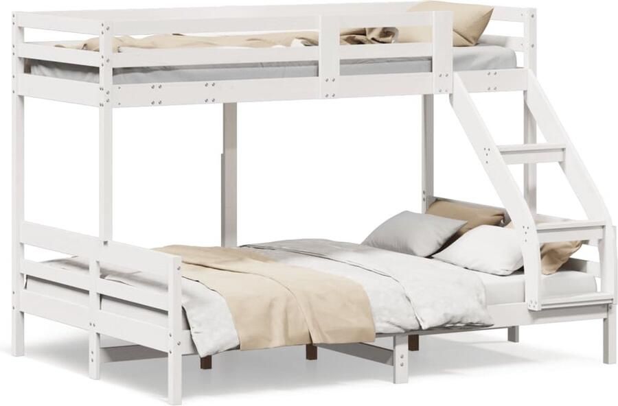 Vida XL Stapelbed massief grenenhout wit 80x200 140x200 cm SKU: V3207182