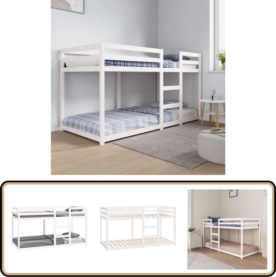 VidaXL Stapelbed massief grenenhout wit 90x200 cm