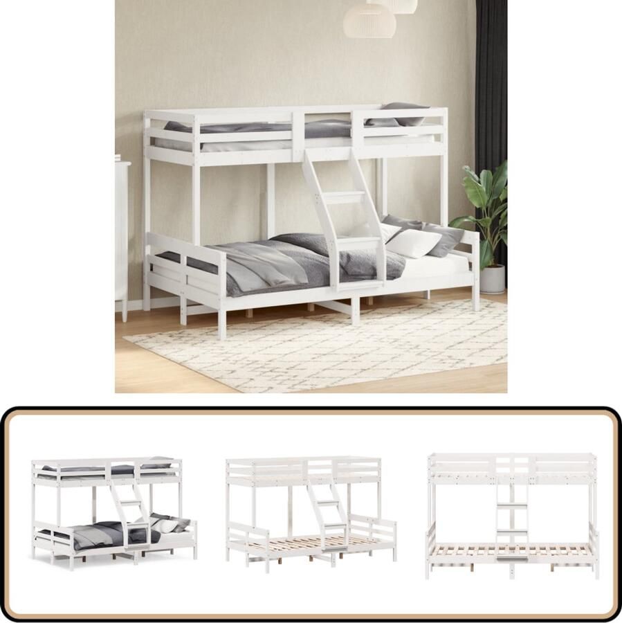 VidaXL Stapelbed massief grenenhout wit 90x200 120x200 cm