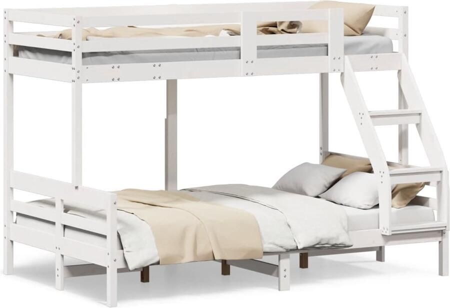 Vida XL Stapelbed massief grenenhout wit 90x200 120x200 cm SKU: V3207186 - Foto 3