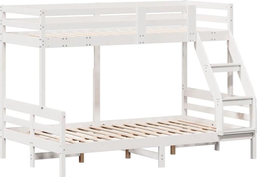 Vida XL Stapelbed massief grenenhout wit 90x200 120x200 cm SKU: V3207186 - Foto 5