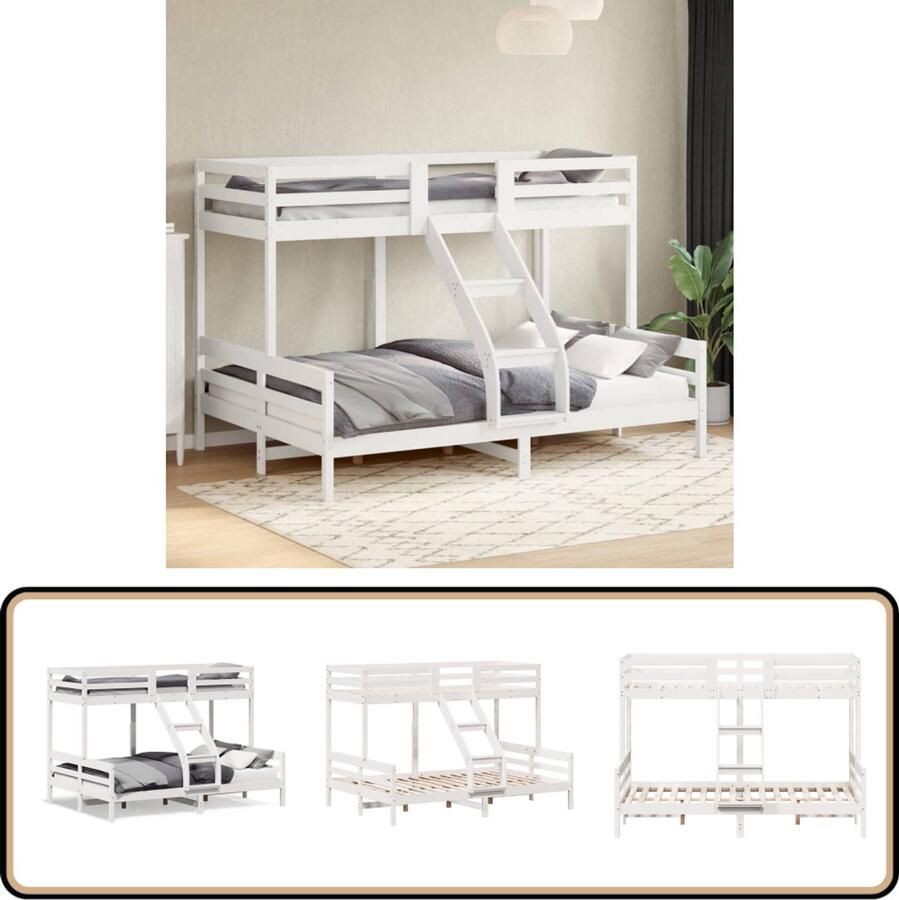 VidaXL Stapelbed massief grenenhout wit 90x200 140x200 cm