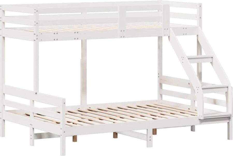 Vida XL Stapelbed massief grenenhout wit 90x200 140x200 cm SKU: V3207190 - Foto 3