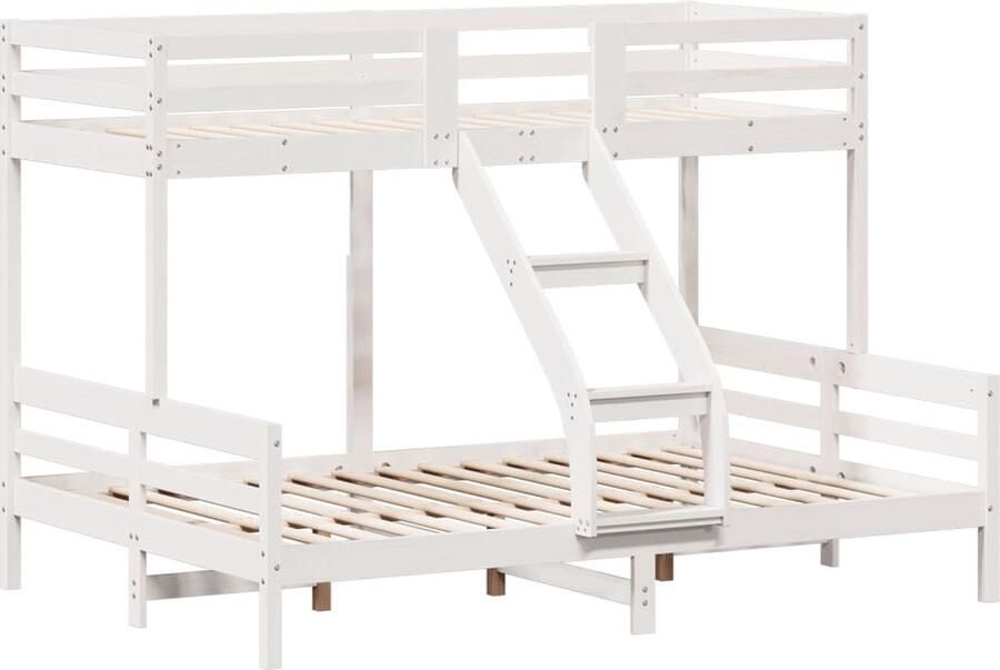 Vida XL Stapelbed massief grenenhout wit 90x200 140x200 cm SKU: V3207174 - Foto 2