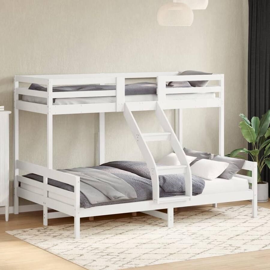Vida XL Stapelbed massief grenenhout wit 90x200 140x200 cm SKU: V3207190 - Foto 2
