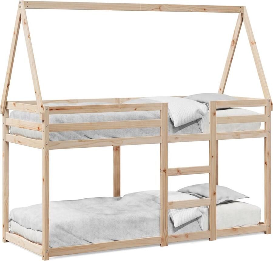 VidaXL Stapelbed met dak massief grenenhout 80x200 cm