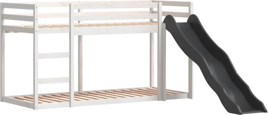 VidaXL Stapelbed met glijbaan en ladder grenenhout wit 80x200 cm - Foto 2