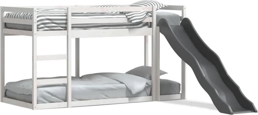 VidaXL Stapelbed met glijbaan en ladder grenenhout wit 90x190 cm
