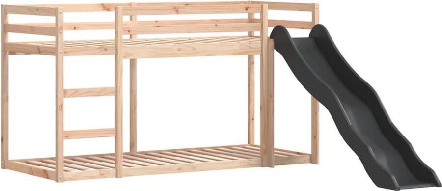 VidaXL Stapelbed met glijbaan en ladder massief grenenhout 90x190 cm