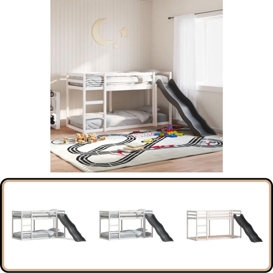 VidaXL Stapelbed met Glijbaan Grenenhout 90x190 cm Kinderstapelbed Stapelbed Met Glijbaan Grenenhouten Bed Kids Bed Jeugdbed