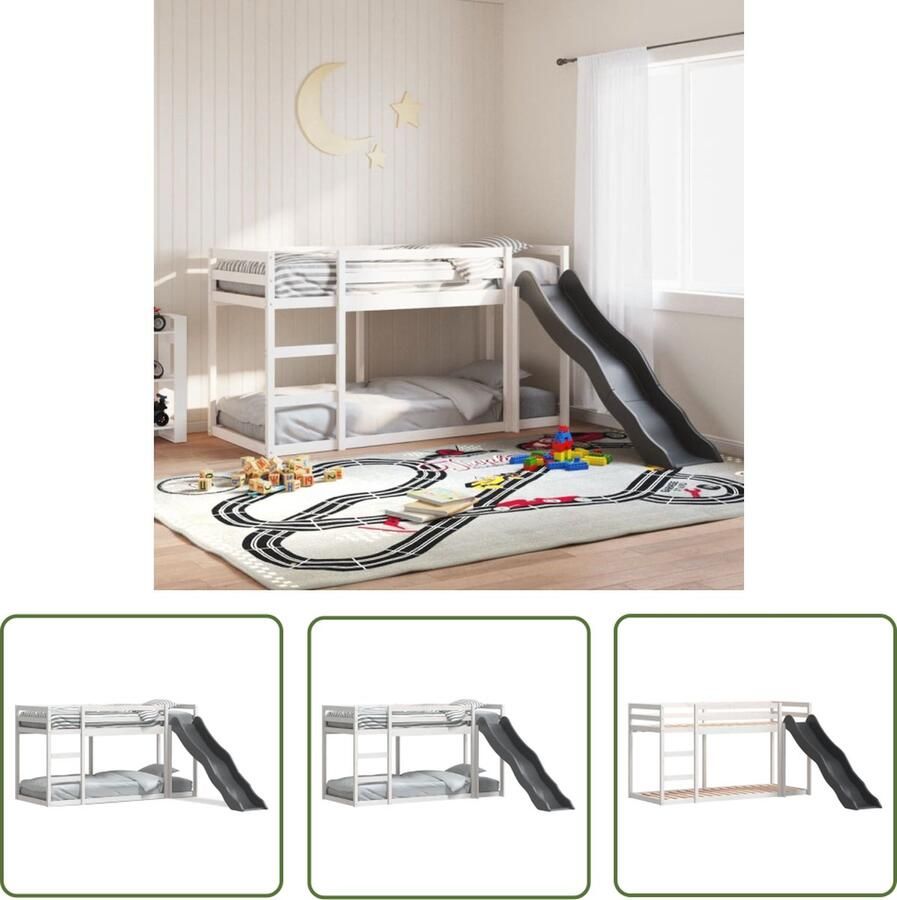 The Living Store Kinder Stapelbed Massief Grenenhout 195.5 x 97.5 x 113 cm Met Glijbaan Kinderstapelbed Stapelbed Met Glijbaan Grenenhouten Bed Kids Bed Jeugdbed