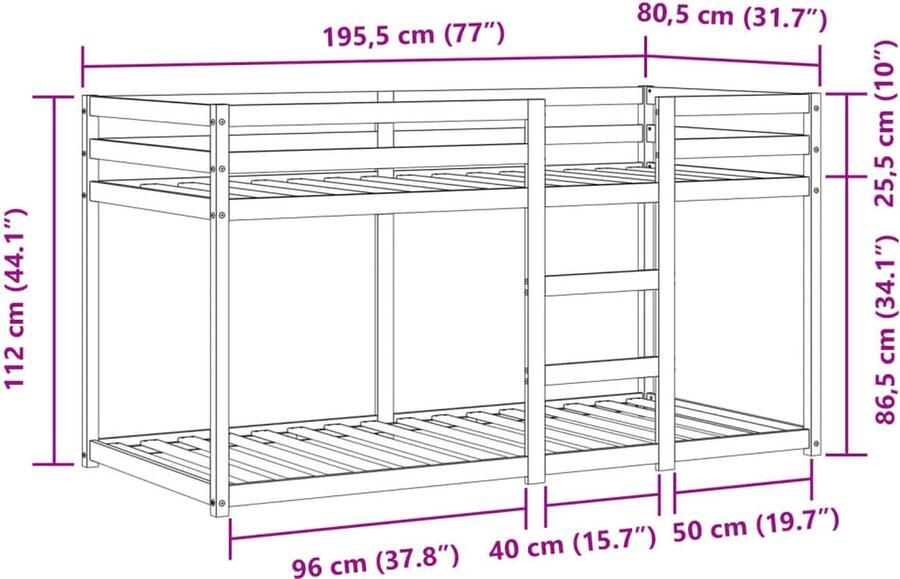VidaXL -Stapelbed-met-gordijnen-75x190-cm-massief-grenenhout-blauw