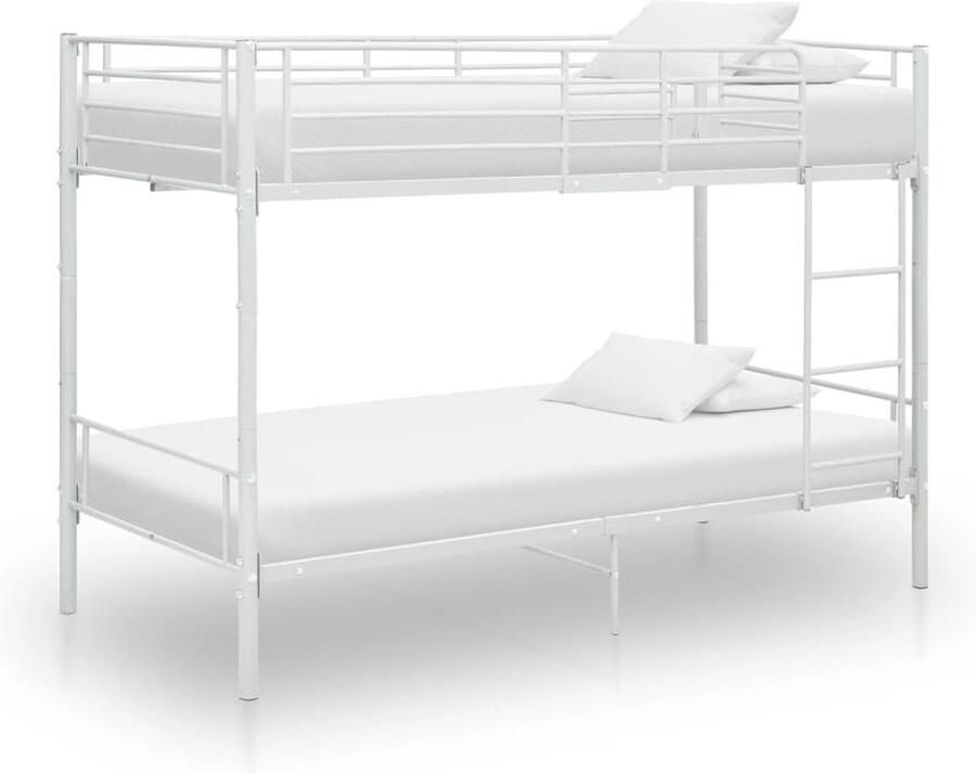 VidaXL Stapelbed metaal wit 90x200 cm Stapelbed Metalen Bed Kidsbed Tweepersoonsbed Stapelbed Wit Kinderslaapkamers - Foto 2