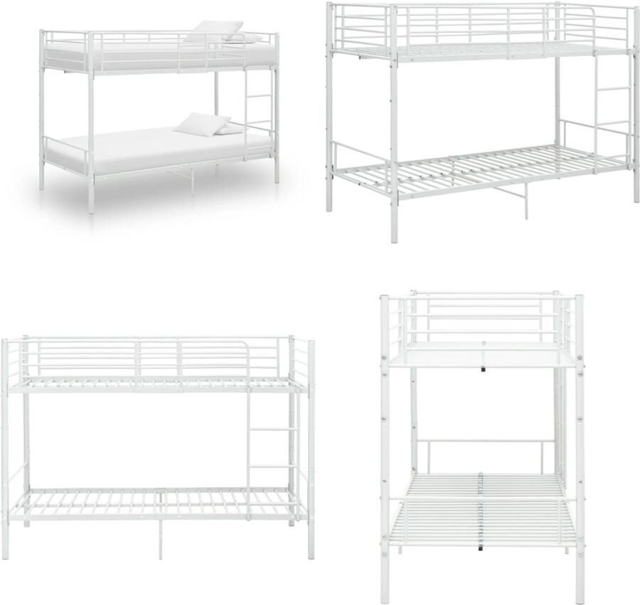VidaXL Stapelbed metaal wit 90x200 cm Stapelbed Stapelbedden Bed Bedden