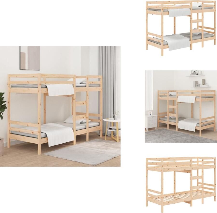 VidaXL Stapelbed Stapelbedden Bed Bedframe Stapelbedframe zonder matras massief grenenhout 90x200 cm