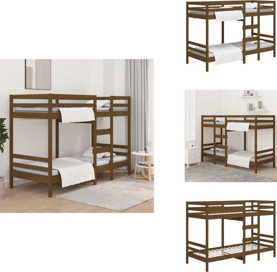 VidaXL Stapelbed Stapelbedden Bed Bedframe Stapelbed massief grenenhout honingbruin 90x200 cm