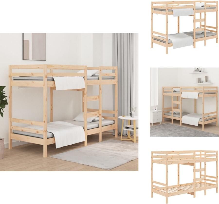 VidaXL Stapelbed Stapelbedden Bed Bedframe Stapelbed massief grenenhout 80x200 cm - Foto 2