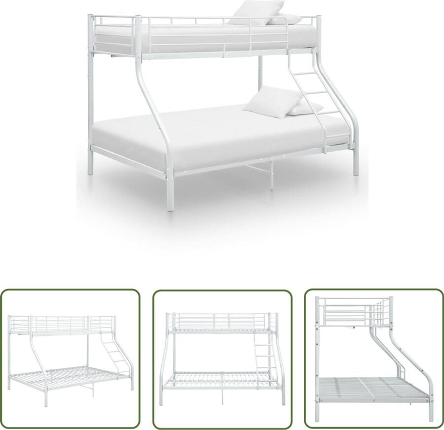 VidaXL Stapelbed Wit Metaal 140x200 90x200 cm Stapelbed Frame Kinderbed Tweepersoonsbed Metalen Bed Witte Bed Compact Bed Slaapruimte
