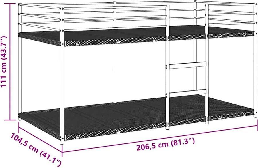 VidaXL Stapelbed zonder matras 100x200 cm staal zwart - Foto 2