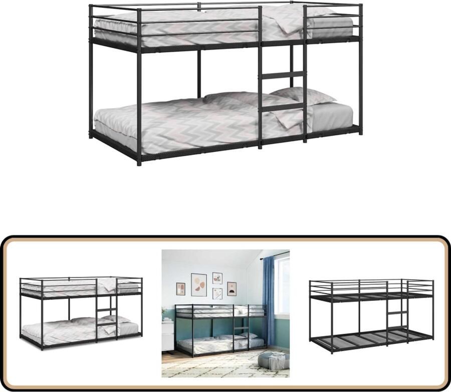 VidaXL Stapelbed zonder matras 100x200 cm staal zwart - Foto 2