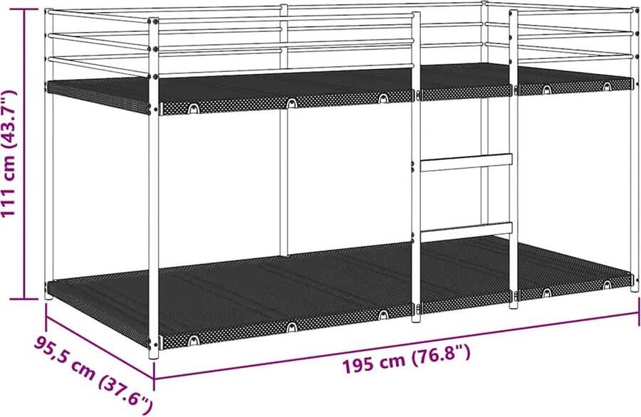 VidaXL Stapelbed zonder matras 90x190 cm staal zwart - Foto 2