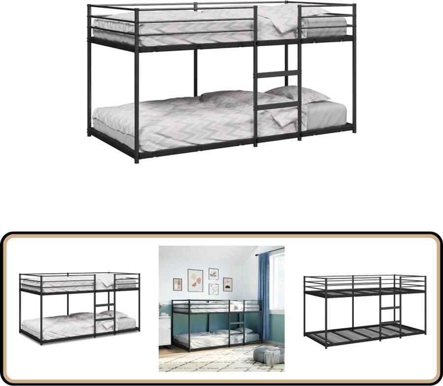 VidaXL Stapelbed zonder matras 90x190 cm staal zwart