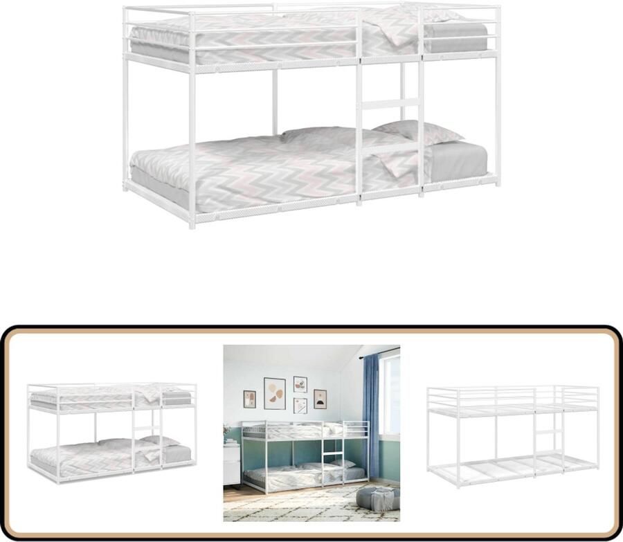 VidaXL Stapelbed zonder matras 90x200 cm staal wit