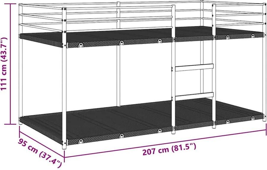 VidaXL Stapelbed zonder matras 90x200 cm staal zwart - Foto 3