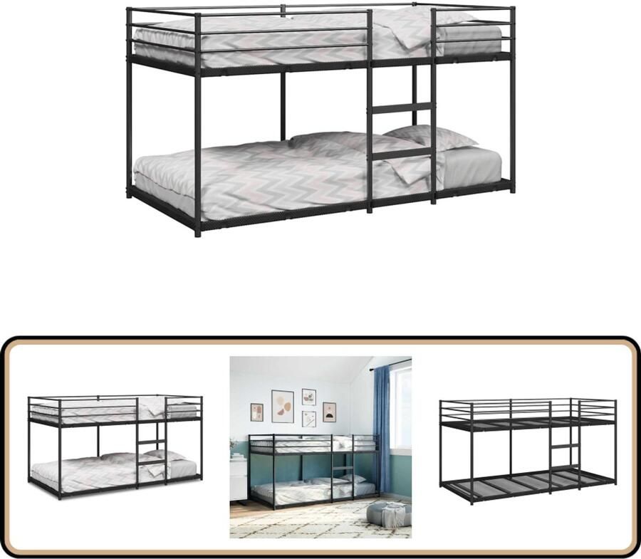 VidaXL Stapelbed zonder matras 90x200 cm staal zwart - Foto 2