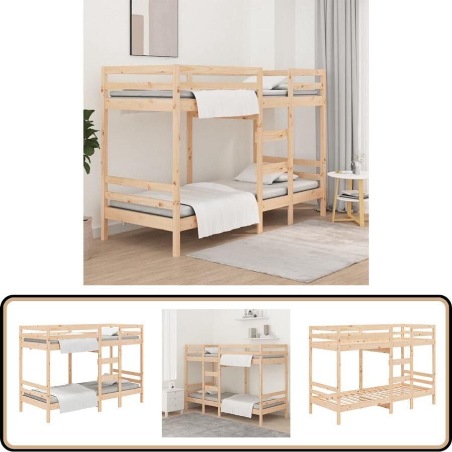 VidaXL Stapelbed Grenenhout 80x200 cm Duurzaam Design Stapelbed Tweepersoons Bed Bruine Bed Hout Bed Kinderbed Slaapkamers Klein Appartement Budgetvriendelijk