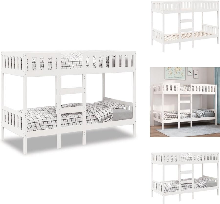 VidaXL Stapelbedframe Stapelbedframes laag Stapelbedframe Voor Kinderen Stapelbed 90x190 cm massief grenenhout wit