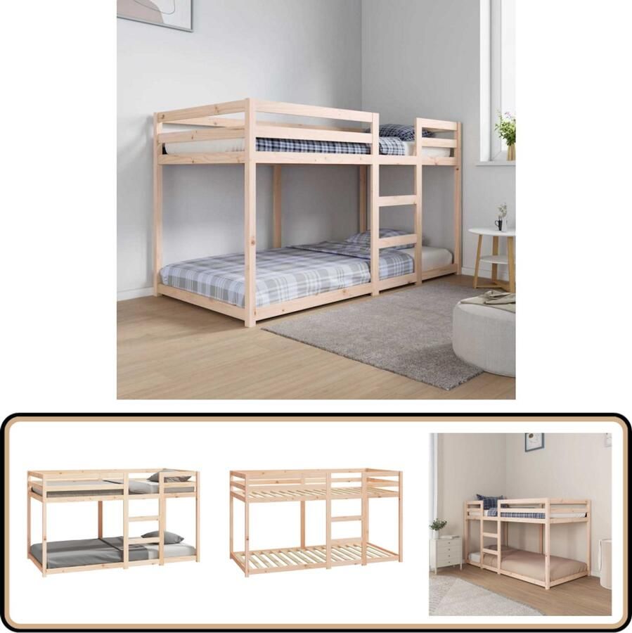 VidaXL Stapelbedframe zonder matras massief grenenhout 90x190 cm