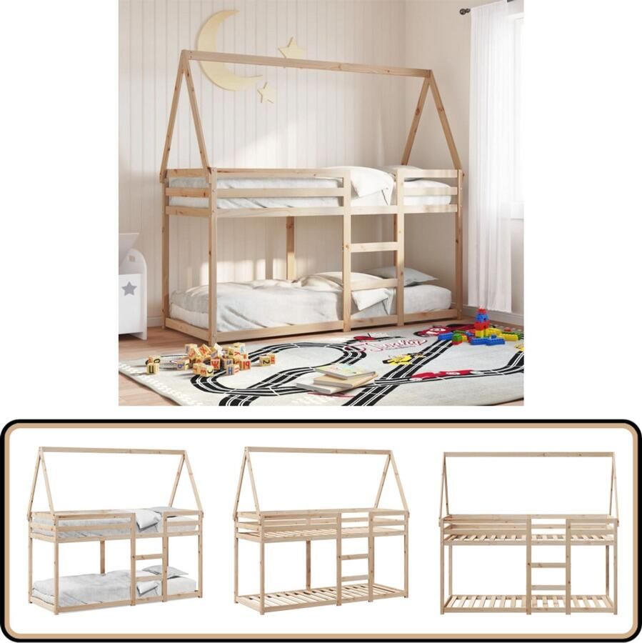 VidaXL Stapelbedframe zonder matras massief grenenhout 90x190 cm - Foto 2