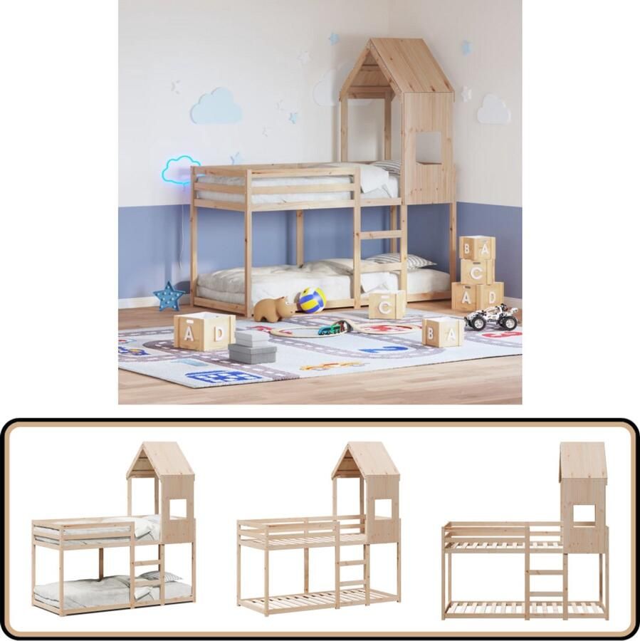 VidaXL Stapelbedframe zonder matras massief grenenhout 90x190 cm