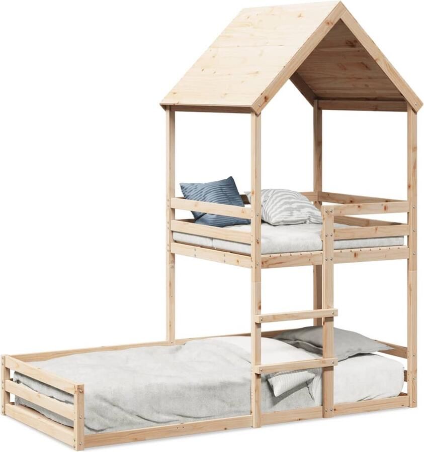 VidaXL Stapelbedframe zonder matras massief grenenhout 90x190 cm - Foto 4