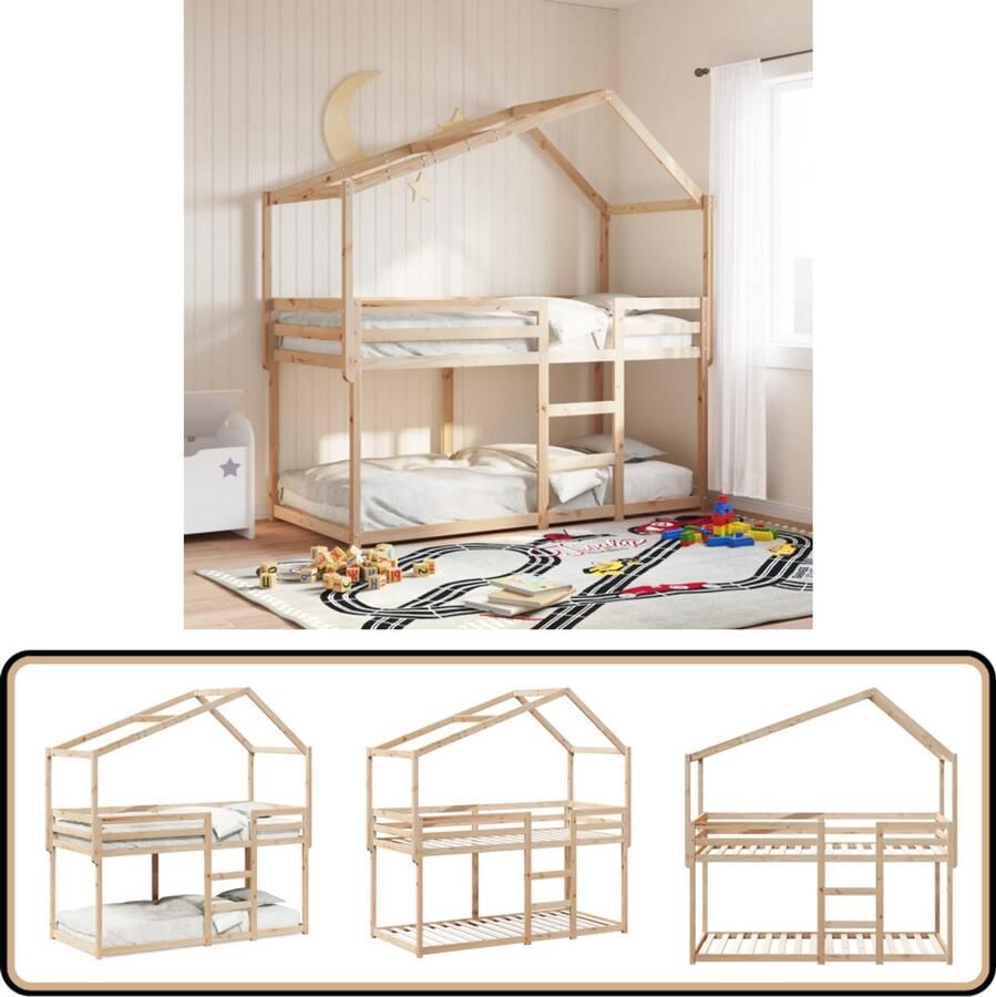 VidaXL Stapelbedframe zonder matras massief grenenhout 90x200 cm