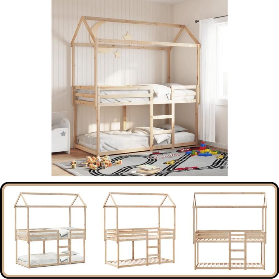 VidaXL Stapelbedframe zonder matras massief grenenhout 90x200 cm