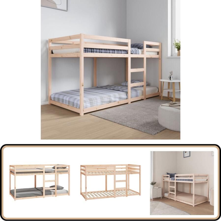 VidaXL Stapelbedframe zonder matras massief grenenhout 90x200 cm