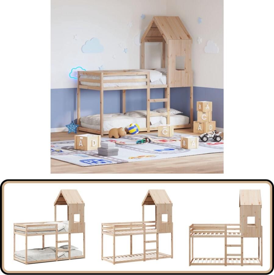 VidaXL Stapelbedframe zonder matras massief grenenhout 90x200 cm