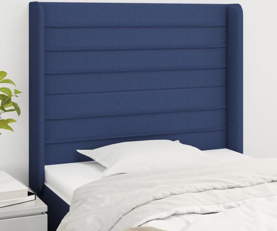 VidaXL Stijlvol Blauw Hoofdbord met Randen 103x118 128 cm Hoofd Bord Hoofdeinde Beddengoed Slaap Accessoires Blaauwe Kamer Moderne Slaapkamer Landelijke Slaapkamer - Foto 2
