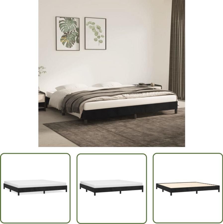 The Living Store Bedframe zonder matras 200x200 cm fluweel zwart Zachte Bedden Luxe Bedframe Velvet Bed Zwarte Bedstelling Tweepersoons Bed