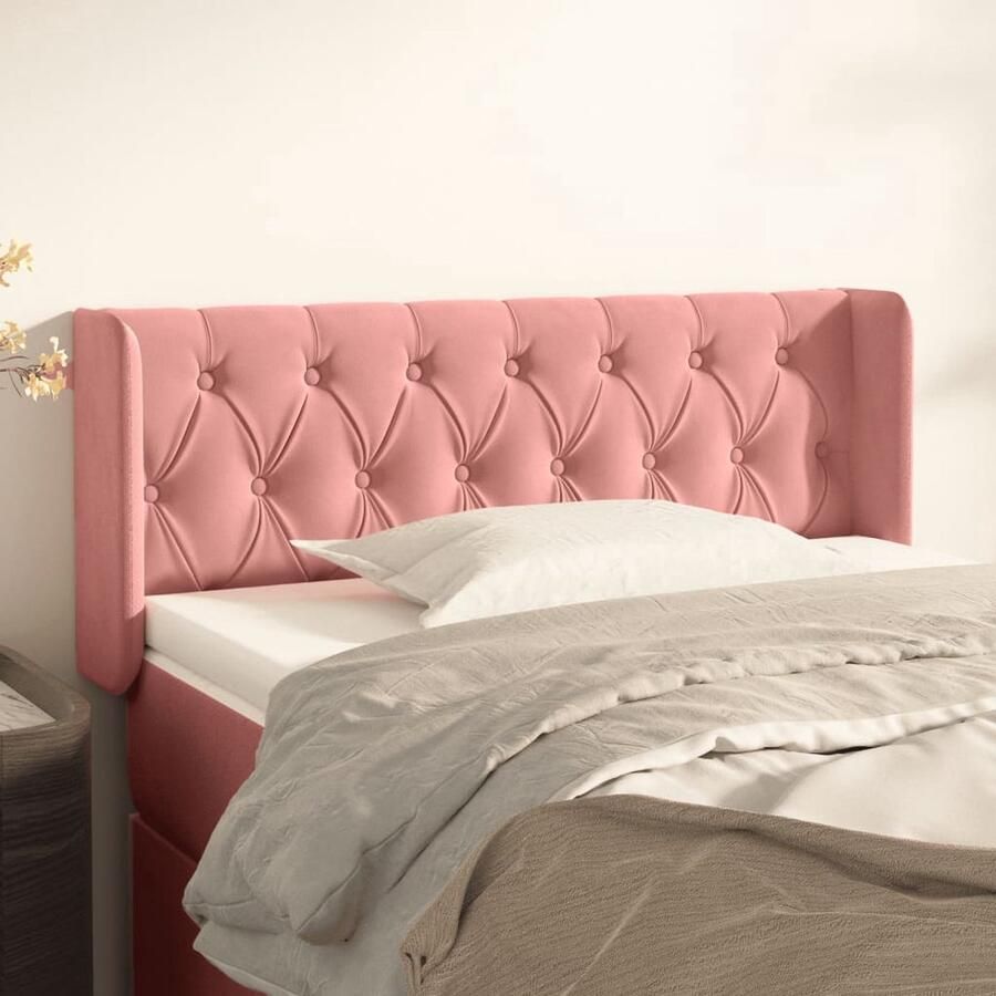 VidaXL Stijlvol Fluwelen Hoofdbord Roze 93x16x78 88 cm Hoofd Bord Hoofdkussen Velvet Roze Bed Accessoires