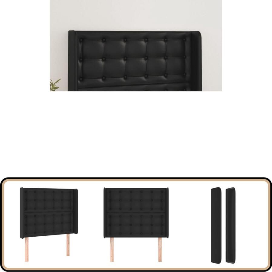 VidaXL Stijlvol Hoofdbord 103x16x118 cm Zwart Kunstleer Klassieke Hoofdbord Zwart Kunstleder Hoofdbord Comfortabele Hoofdbord Adjustable Hoofdbord Stapelbed Hoofdbord
