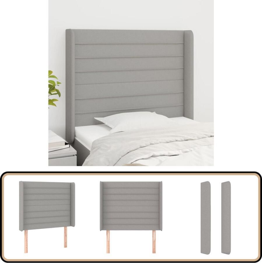 VidaXL Stijlvol lichtgrijs hoofdbord met randen Hoofd Bord Hoofdkussen Bed Accessoires Slaap Kamer Meubels Grijs Stoffen Hoofdborden Modern Hoofdbord Minimalistisch Hoofdbord