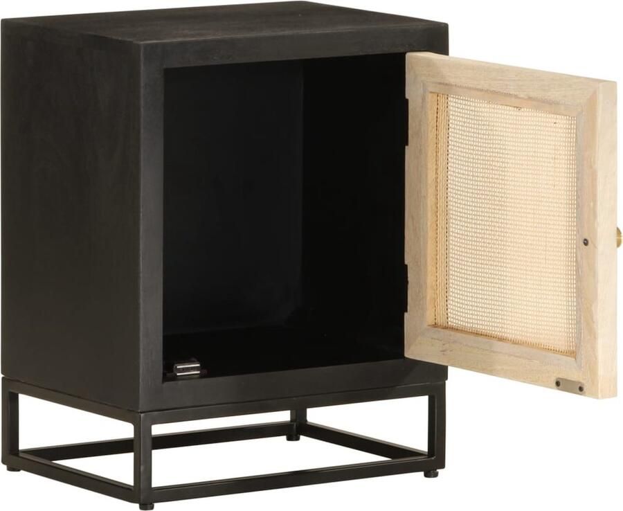 VidaXL Stijlvol Nachtkastje Mangohout & IJzer Zwart Nachtkastje Nachtkastjes Bijzettafel Wandkastje
