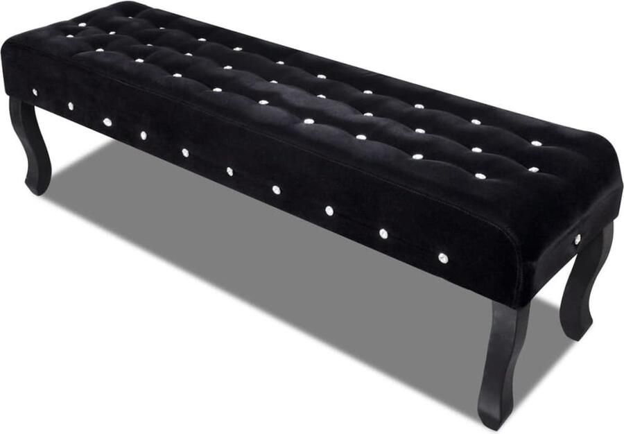VidaXL Stijlvol zwart fluwelen bankje met kristallen knopen Zitbank Bankje Velvet Bank Zwarte Bank Luxe Bank Kristal Buttons Woonaccessoires - Foto 4