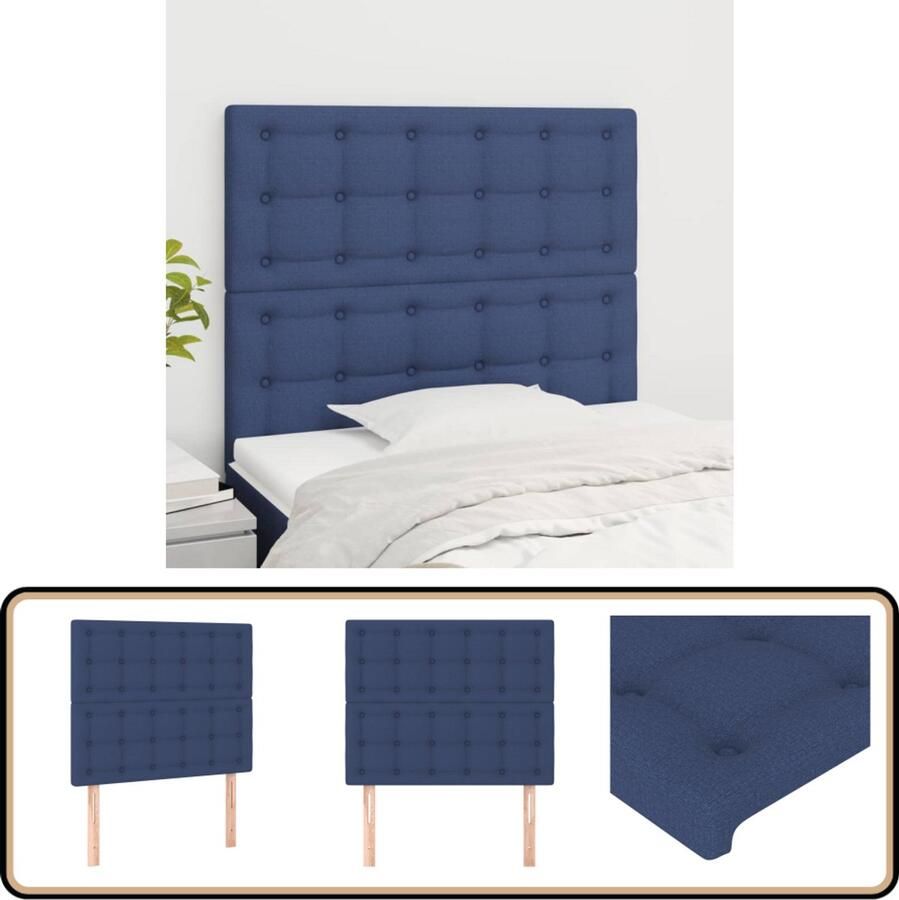 VidaXL Hoofdborden 2 stuks Stof Blauw Hoofd Bord Hoofdkussen Beddecoratie Slaap Accessoires Blauwe Kamer Stoffen Hoofdbord