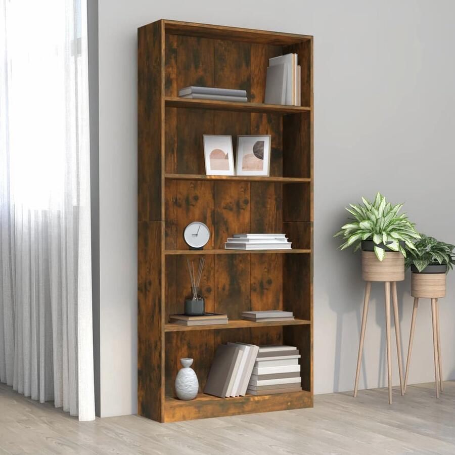 VidaXL Stijlvolle Boekenkast Gerookt Eiken 80x24x175 cm Boekenkast Houten Boekenkast Bruine Boekenkast Vintage Boekenkast Bibliotheekkast Opslagkast Livingroom Furniture Salonmeubilair