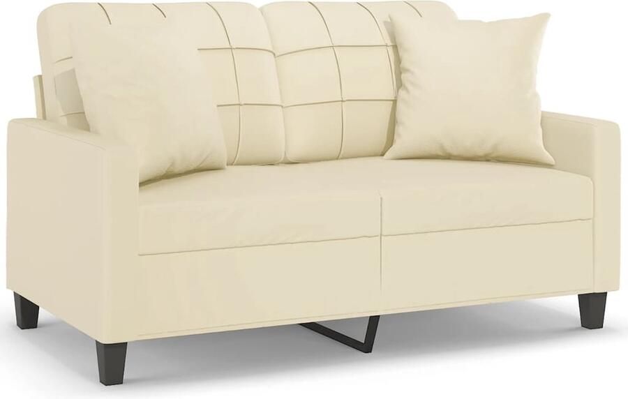 VidaXL Stijlvolle crèmekleurige 2-zitsbank kunstleer Tweezitsbank Sofa Bankstellen Lounge Meubels Creme Sofa Lederlook Sofa Modern Sofa