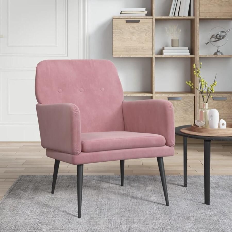 VidaXL Stijlvolle Fauteuil Fluweel Roze Comfort & Luxe Comfortabele Fauteuil Velvet Fauteuil Roze Lounge Stoel Fauteuils Online Kopen